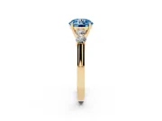 Round Close Set Five Stone Engagement Ring Setting for a Fancy Blue Lab-Grown Diamond | Yellow Gold