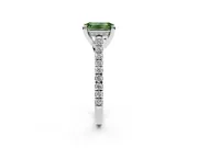 Emerald Cut Hidden Halo Pave Engagement Ring Setting for a Fancy Green Lab-Grown Diamond | Claw Prongs | Sterling Silver