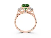 Fancy Green Princess Cut Diamond Three-Stone Ring Set in Rose gold with Braided Band
