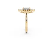 Emerald Cut Cluster Halo Engagement Ring Setting | Yellow Gold