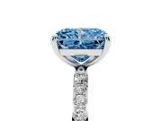 Radiant Cut Pave Solitaire Engagement Ring Setting for a Fancy Blue Lab-Grown Diamond | Pave Shoulders | Sterling Silver