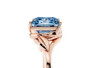 Princess Cut Leaf Bypass Solitaire Engagement Ring Setting for a Fancy Blue Lab-Grown Diamond | Rose Gold