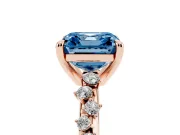 Asscher Cut Graduated Accent Engagement Ring Setting for a Fancy Blue Lab-Grown Diamond | Rose Gold