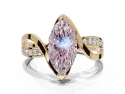 Marquise Bypass Solitaire Engagement Ring Setting for a Fancy Pink Lab-Grown Diamond | Pavé Strands | Yellow Gold