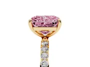 Radiant Cut Pave Solitaire Engagement Ring Setting for a Fancy Pink Lab-Grown Diamond | Pave Shoulders | Yellow Gold