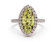 Marquise Halo Engagement Ring Setting for a Fancy Yellow Lab-Grown Diamond | Pave Shoulders | Rose Gold