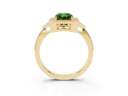 Radiant Cut Milgrain Halo Engagement Ring Setting for a Fancy Green Lab-Grown Diamond | Graduated Pavé | Yellow Gold