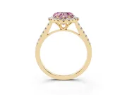 Heart-Shaped Raised Halo Engagement Ring Setting for a Fancy Pink Lab-Grown Diamond | Yellow Gold