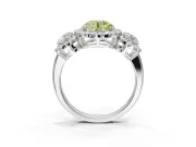 Round Three Stone Halo Engagement Ring Setting for a Fancy Yellow Lab-Grown Diamond | Sterling Silver