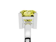 Fancy Yellow Princess Cut Diamond Solitaire Ring Set in Platinum with Prong Head and Smooth Polished Band