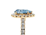 Pear-Shaped Halo Engagement Ring Setting for a Fancy Blue Lab-Grown Diamond | Pave Shoulders | Yellow Gold