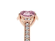Princess Cut Floral Pavé Engagement Ring Setting for a Fancy Pink Lab-Grown Diamond | Rose Gold
