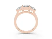 Princess Cut Three Stone Engagement Ring Setting | Large Side Stones | Rose Gold