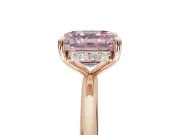 Asscher Cut Hidden Halo Ring Setting for a Fancy Pink Lab-Grown Diamond | Rose Gold