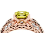 Asscher Cut Art Deco Engagement Ring Setting for a Fancy Yellow Lab-Grown Diamond | Rose Gold