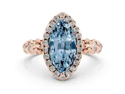 Marquise Leaf Halo Engagement Ring Setting for a Fancy Blue Lab-Grown Diamond | Rose Gold