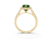 Princess Cut Halo Engagement Ring Setting for a Fancy Green Lab-Grown Diamond | Pave Shoulders | Yellow Gold