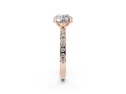 Round Hidden Halo Solitaire Engagement Ring Setting | Pave Band | Rose Gold