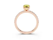 Fancy Yellow Emerald Cut Diamond Solitaire Set in Rose gold with Round Pavé Band and Prong Setting