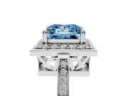 Princess Cut Halo Engagement Ring Setting for a Fancy Blue Lab-Grown Diamond | Polished Halo Rim | Sterling Silver