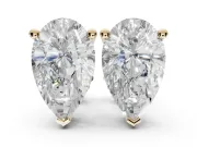 Pear-Shaped Lab-Grown Diamond Solitaire Basket Stud Earrings | Open Gallery | Yellow Gold