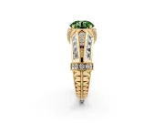 Fancy Green Round Cut Diamond Vintage-Inspired Milgrain Ring Set in Yellow gold with Accent Split Shank