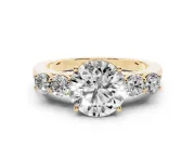 Round Close Set Five Stone Engagement Ring Setting | Yellow Gold