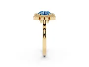 Round Milgrain Cluster Halo Engagement Ring Setting for a Fancy Blue Lab-Grown Diamond | Plain Band | Yellow Gold