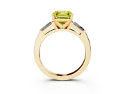 Asscher Cut Three Stone Engagement Ring Setting for a Fancy Yellow Lab-Grown Diamond | Tapered Baguettes | Yellow Gold