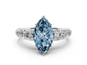 Marquise Engagement Ring Setting for a Fancy Blue Lab-Grown Diamond | Sterling Silver - Design NV-24646