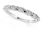 Marquise Motif Diamond Openwork Eternity Band Set in White gold with Pavé and Bezel Setting
