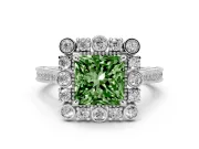 Princess Cut Halo Engagement Ring Setting for a Fancy Green Lab-Grown Diamond | Sterling Silver - Design NV-24753
