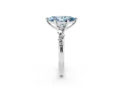Fancy Blue Marquise Cut Diamond Solitaire Vine Band Ring Set in Silver with Round Accents and Prong Setting