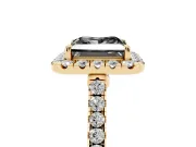 Princess Cut Halo Engagement Ring Setting for a Black Center | Pavé Shoulders | Yellow Gold