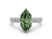 Marquise Hidden Halo Engagement Ring Setting for a Fancy Green Lab-Grown Diamond | Milgrain Pave | Sterling Silver