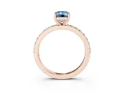 Emerald Cut Pavé Solitaire Engagement Ring Setting for a Fancy Blue Lab-Grown Diamond | Single Row Band | Rose Gold