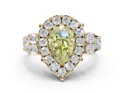 Pear-Shaped Halo Engagement Ring Setting for a Fancy Yellow Lab-Grown Diamond | Graduated Channel Band | Yellow Gold