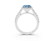 Fancy Blue Heart Cut Diamond Halo Engagement Ring Set in Silver with Pavé Band and Prong Setting