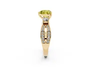 Fancy Yellow Three-Stone Heart Cut Diamond Twist Band Ring Set in Yellow gold with Pavé Accents and Prong Setting