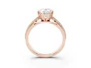 Oval Milgrain Solitaire Engagement Ring Setting | Graduated Double Row Pave | Rose Gold
