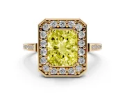 Radiant Cut Halo Engagement Ring Setting for a Fancy Yellow Lab-Grown Diamond | Polished Halo Rim | Yellow Gold