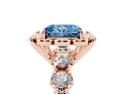 Radiant Cut Floral Engagement Ring Setting for a Fancy Blue Lab-Grown Diamond | Petal Frame and Side Stones | Rose Gold