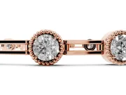 Round Lab-Grown Diamond Milgrain Bezel Tennis Bracelet | Open Link Band | Rose Gold