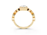 Oval Cut Diamond Milgrain Marquise Twist Band Ring Set in Yellow gold with Prong Setting