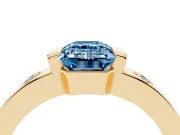 Emerald Cut Tension Style Engagement Ring Setting for a Fancy Blue Lab-Grown Diamond | Yellow Gold