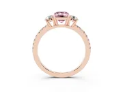 Emerald Cut Three Stone Engagement Ring Setting for a Fancy Pink Lab-Grown Diamond | Pave Shoulders | Rose Gold