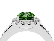 Cushion Cut Pave Halo Engagement Ring Setting for a Fancy Green Lab-Grown Diamond | Pave Band | White Gold
