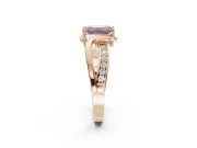 Emerald Cut Bypass Solitaire Engagement Ring Setting for a Fancy Pink Lab-Grown Diamond | Pavé Strands | Rose Gold