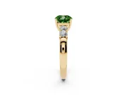 Fancy Green Cushion Cut Diamond Five-Stone Prong Set Engagement Ring Set in Yellow gold with Channel Band