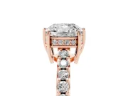 Cushion Cut Hidden Halo Solitaire Engagement Ring Setting | Shared Prong Band | Rose Gold